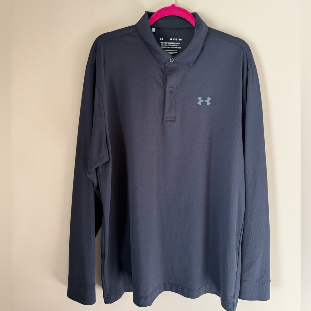 Under Armour Men's Black Polo Long Sleeve